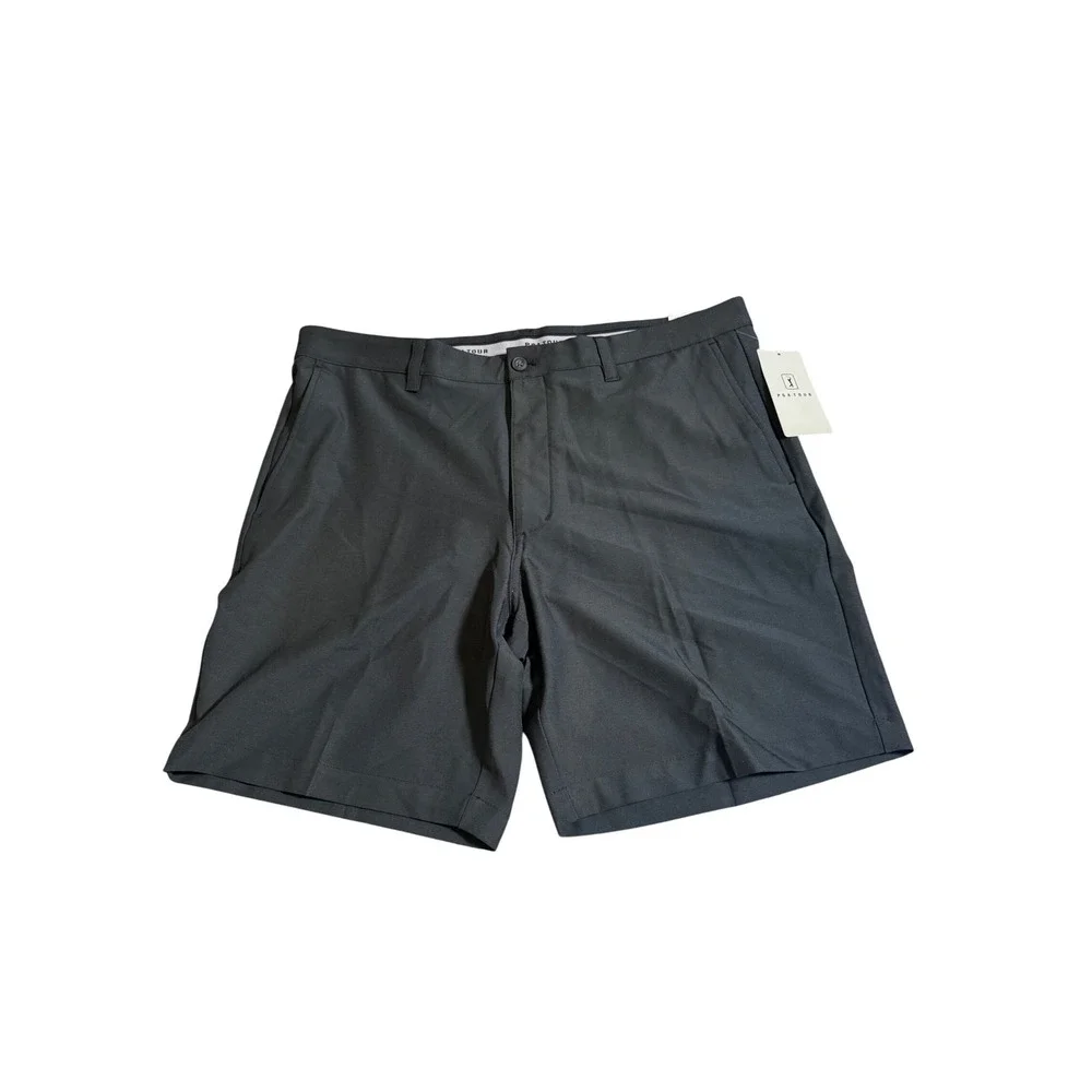 PGA TOUR Mens Golf Shorts Black Stretch Performance‎ Flat Front Size 36 NWT $68